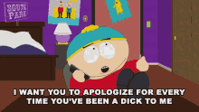 i want you to apologize for every time youve been a dick to me cartman south park say sorry apologize