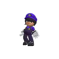 a cartoon character wearing a purple hat with a number 6 on it