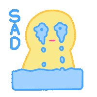 a cartoon drawing of a crying duck with the word sad below it