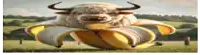 a bull that looks like a banana is standing in a field