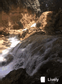 a picture of a waterfall with a lively icon in the corner
