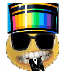 a pixel art of a man wearing sunglasses and a top hat