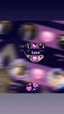 a purple background with a heart and the word love on it