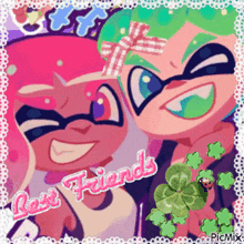 a picture of two cartoon characters with the words best friends written above them