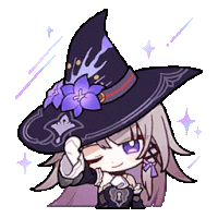 a cartoon girl wearing a witch hat with purple flowers on it is giving a thumbs up .