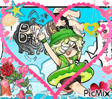 a picture of a girl in a green frog float with the number 6 on her head