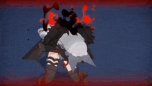a cartoon character with a red eye and a sword
