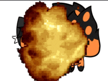 a pixel art of a cartoon character with a huge explosion in the background