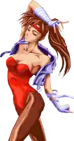 a pixelated drawing of a woman in a red dress