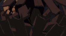 a cartoon character with a black and white mask with red eyes