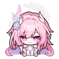 a drawing of a girl with pink hair and blue eyes