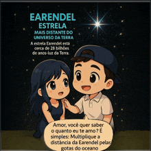 a cartoon of a boy and a girl with the words earendel estrela on the top