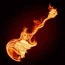 guitar flames fire burning