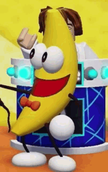 Banana Mic Drop GIF - Banana Mic Drop Stare GIFs