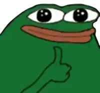 a green frog with big eyes is giving a thumbs up sign .