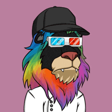 a cartoon drawing of a lion wearing 3d glasses