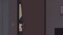 a drawing of a girl laying on a bed with a sign on the wall that says ' good morning ' on it