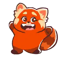 a cartoon drawing of a red panda waving