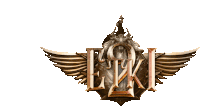 a logo for a game called eiki with wings