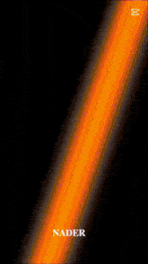 a black background with orange and white lines and the word nader at the bottom
