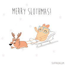 merry christmas christmas sloth sloth christmas sleigh