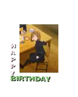a picture of a girl sitting at a table with the words happy birthday