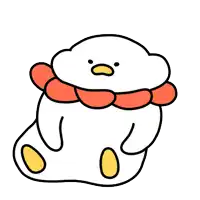 a cartoon drawing of a chicken wearing a scarf with stars on it