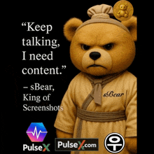 an advertisement for pulsex.com with a teddy bear on it
