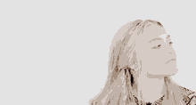 a woman with blonde hair and a plaid shirt looks to the side