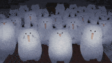 a bunch of white cartoon characters with their mouths open