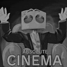 a poster for absolute cinema shows a man in a suit and tie