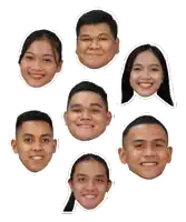 a group of people 's faces are lined up in a row