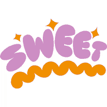 sweet yellow squiggly line below sweet in purple bubble letters nice awesome cool