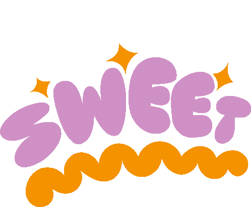 Sweet Yellow Squiggly Line Below Sweet In Purple Bubble Letters Sticker