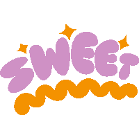 Sweet Yellow Squiggly Line Below Sweet In Purple Bubble Letters Sticker - Sweet Yellow Squiggly Line Below Sweet In Purple Bubble Letters Nice Stickers