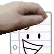 a hand is holding a piece of paper with a smiley face on it .