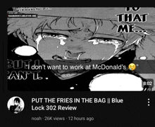 a black and white image of a man crying with a caption that says `` put the fries in the bag . ''