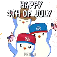 a happy 4th of july greeting card with penguins