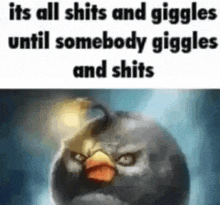 a picture of an angry bird with a bomb on its head .