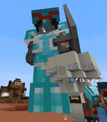 a screenshot of a minecraft game with okayfirl written on the bottom