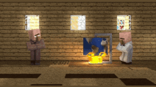 two minecraft characters standing in front of a fireplace with the words who said that written below them