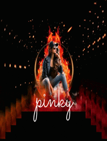 a pinky logo with a woman in a hat