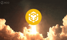 a picture of a rocket being launched with the word eco on the bottom right