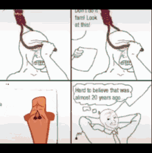 a cartoon of a man with a rope around his neck