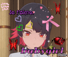 a picture of a girl with the words babygirl on it