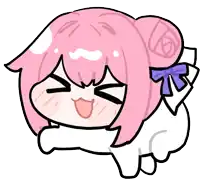 a drawing of a girl with pink hair and a bow