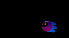 a purple and blue jellyfish is floating in the dark