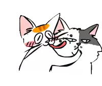 a drawing of two cats with one making a face