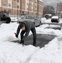stearnie shoveling snow