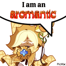 a picture of a cookie with a speech bubble saying i am an aromatic